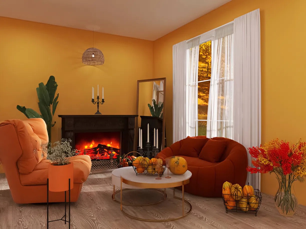 Rich golden yellow with coordinating orange accents painted by a house painter in Cave Junction, OR