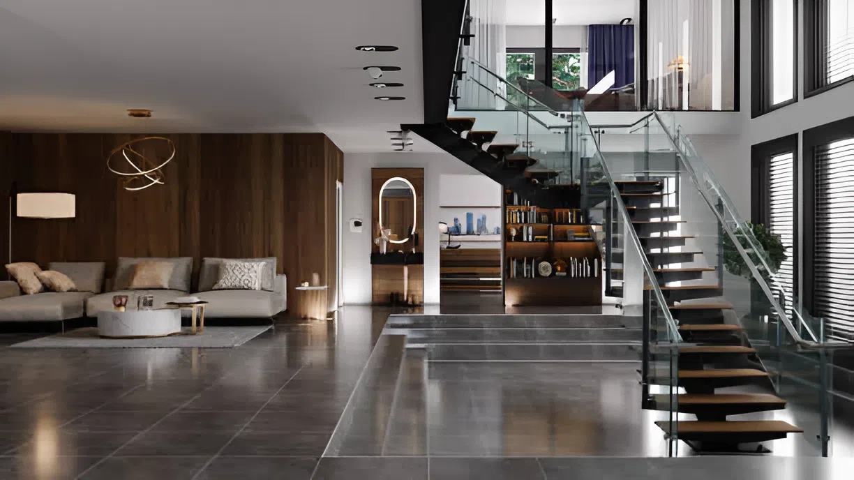 Modern open-concept interior with cohesive neutral paint tones by an interior painter in Grants Pass, OR