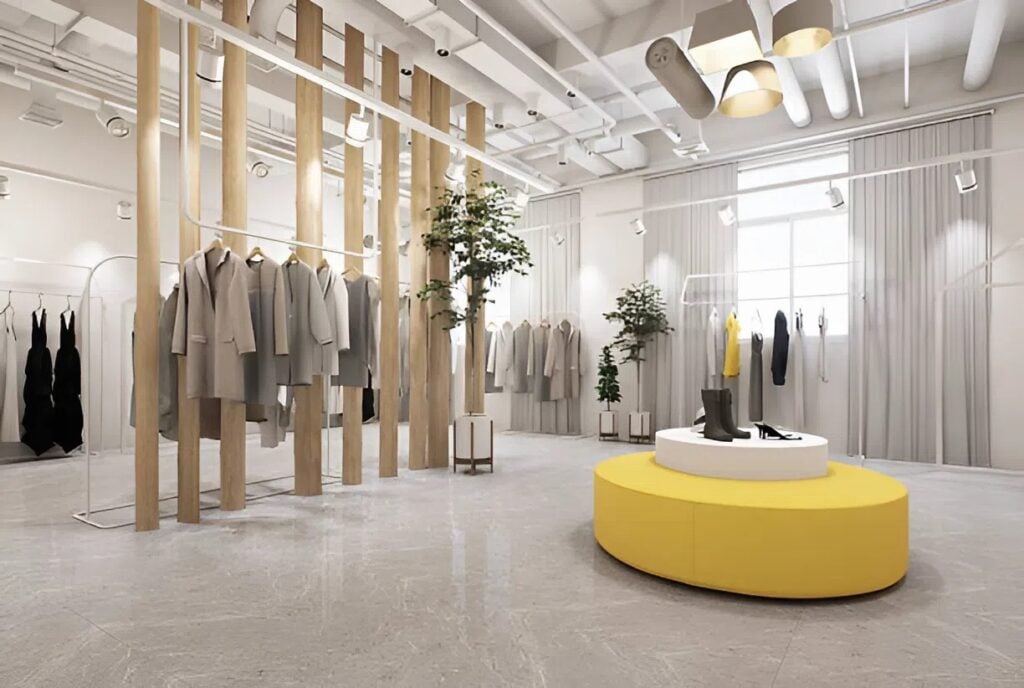 Bright, modern retail interior with neutral walls and alabaster accents by an interior painter in Rogue River, OR