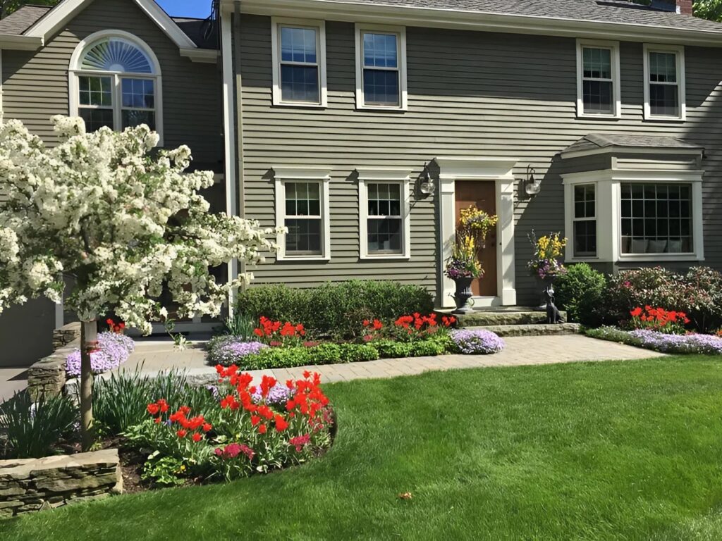Clean exterior siding with neutral tones and sharp trim detail by a professional exterior painter in Ashland, OR