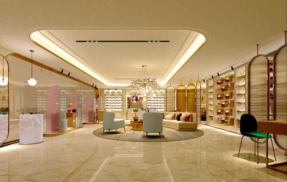 Retail interior featuring smooth wall with detailed trim and ceiling finishes by a painting company in Ashland, OR.