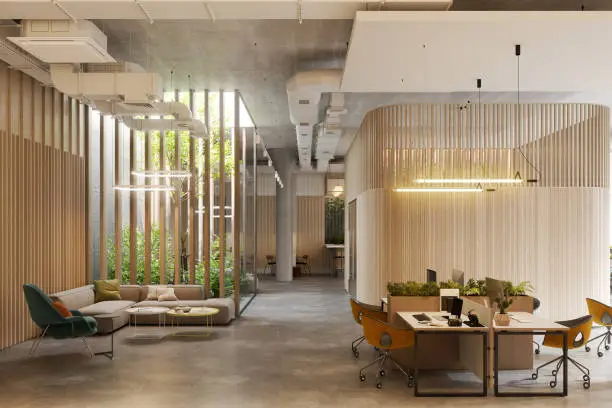Office interior with wood accents and refreshed finishes by a painting company in Cave Junction, OR